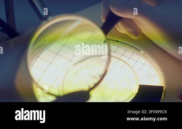 Counting bacterial colonies petri dish magnifying glass colony counter ...