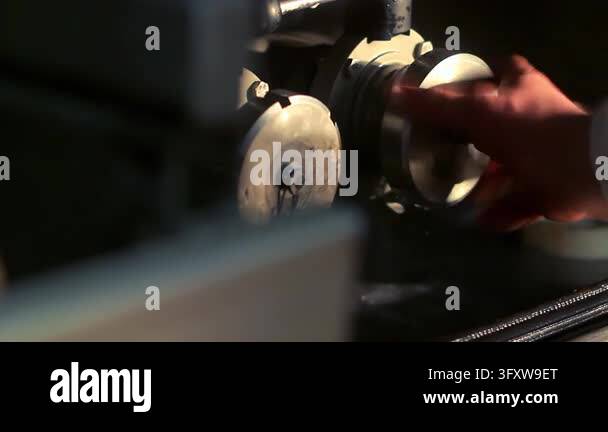 Machine Operated Valve Worker removing caps stainless steel pipe fittings closeup, dairy milk ...