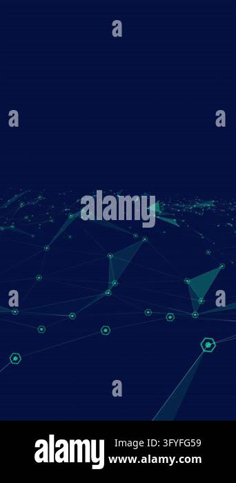 Animation of network of connections with icons over blue background ...