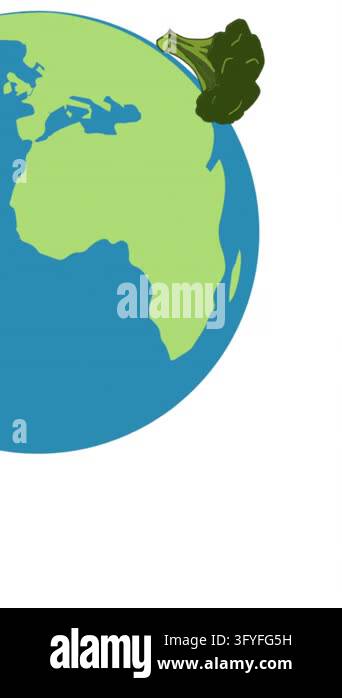 Animation of falling vegetables over globe on white background. World ...