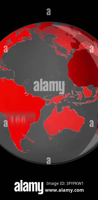 Animation of social media icons over spinning globe against black ...