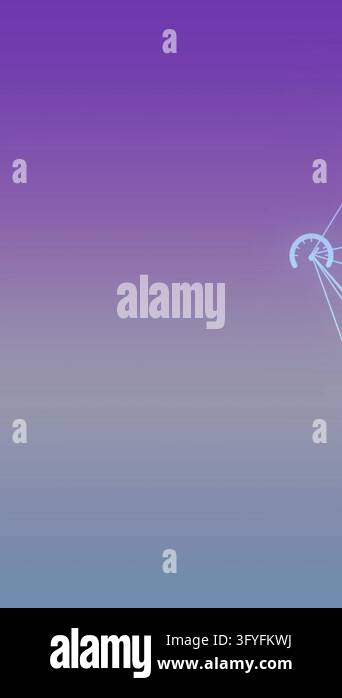 Animation of network of connections with icons on blue background ...