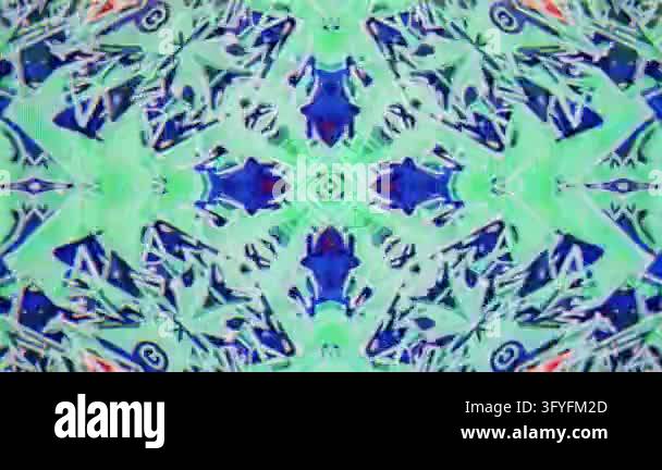 Hyunoic Hypnotic kaleidoscope patterns shift symmetrically across an analog CRT ...