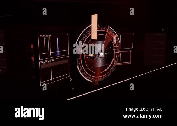 On open in control room animating holo dial rotating, raising beige ...