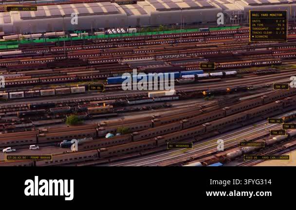 Aerial hover view of Bangkok, Thailand at golden hour: freight and ...