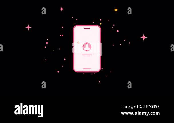 2D vector animation featuring a pink smartphone displaying follower ...