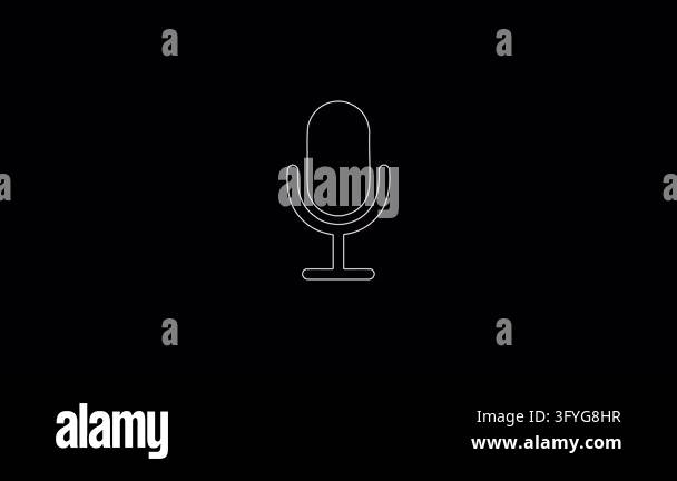Self drawing animation of a vintage microphone icon. A continuous ...