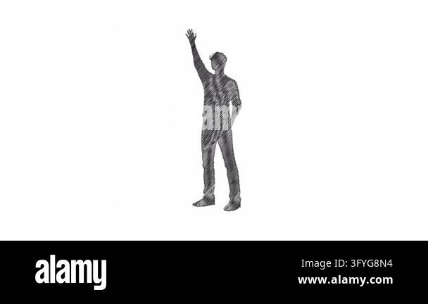 Stylized hand drawn animation of a cowboy silhouette waving goodbye ...