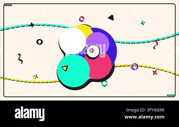 Abstract organic colorful floating shapes and dotted lines memphis ...