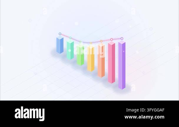 Isometric 3d bar chart data visualization pastel gradient aesthetic ...