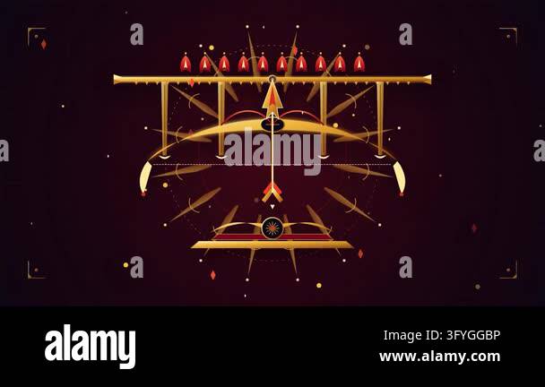 Golden bow and arrow fantasy icon set magical glowing illustration game ...