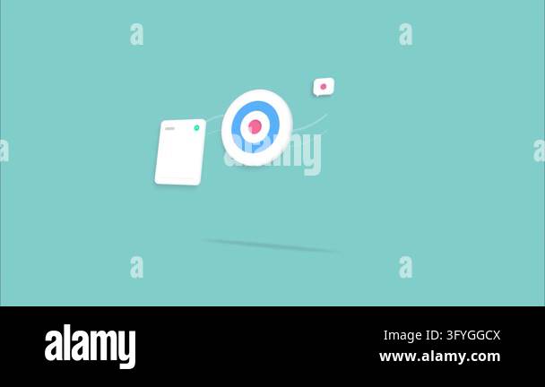 Business marketing target goal strategy icon animation minimalist flat ...