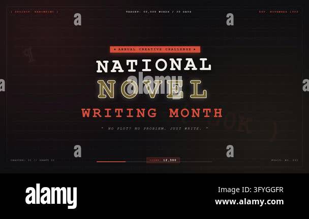 National novel writing month literary challenge typography vintage ...