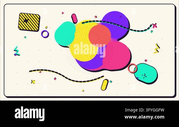 Abstract colorful liquid blob shapes retro memphis pop art pattern ...
