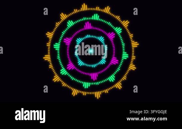 Circular colorful audio spectrum equalizers vibrant neon digital ...