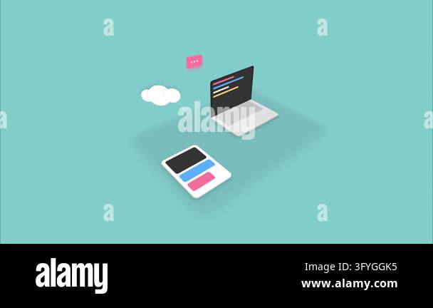 Software development coding icons laptop tablet cloud computing ...
