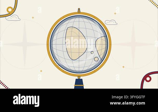 Vintage globe seamless pattern world map navigation flat illustration ...