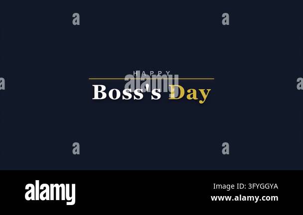 Happy boss's day greeting typography animation elegant gold and white ...