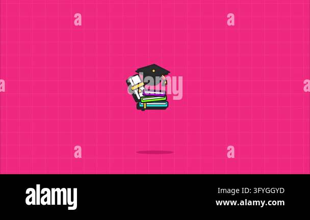 Graduation cap and books pile 8-bit pixel art icon design education ...