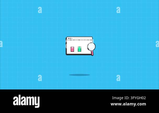 Data analysis web browser interface magnifying glass icons minimalist ...
