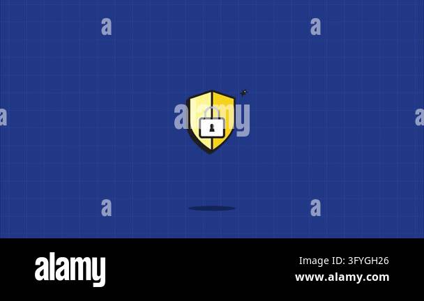 Cyber security shield protection data safety padlock icons minimalist ...