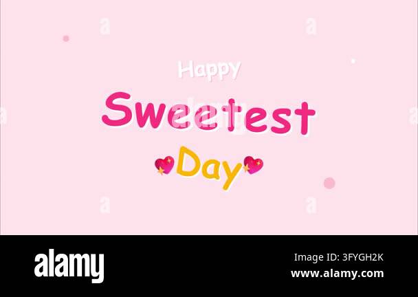 Happy sweetest day greeting typography with heart icons minimalist ...