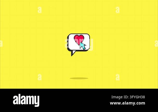 Social media like heart icon set with mouse cursor clicking animation ...