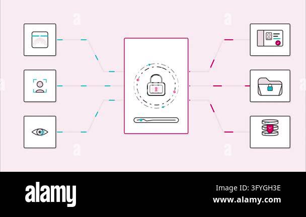 Cybersecurity data encryption system flat infographic icon graphic ...