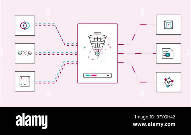 Data processing workflow infographic funnel analysis flat digital ...