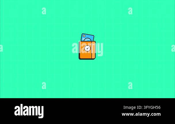 Wallet credit card icons pattern teal background flat design minimal ...