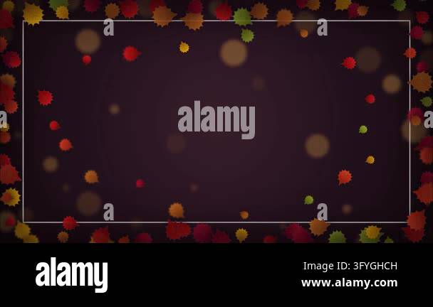 Autumn leaves falling frame decorative border animated bokeh particles ...