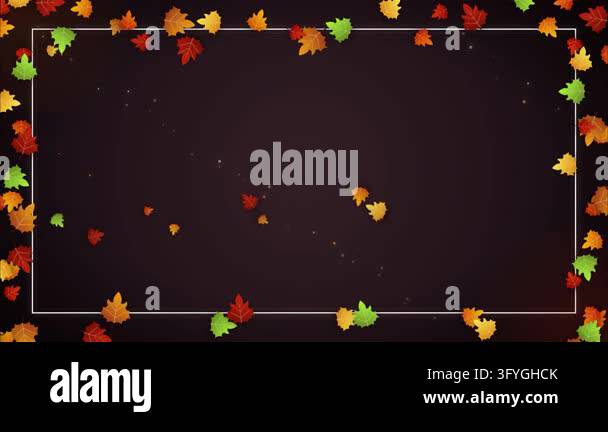 Autumn leaves border frame dark aesthetic background motion graphic for ...