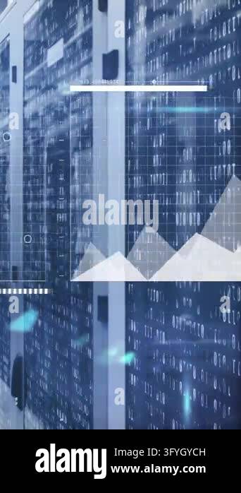 Vertical video: Binary code starting HUD and charts animating across ...