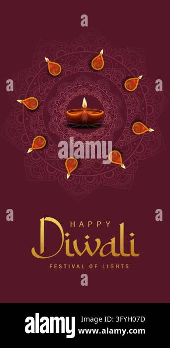 Elegant Diwali Festival of Lights Animation with Glowing Golden Oil ...