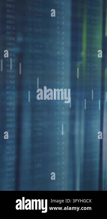 Animation of data processing against empty computer server room ...