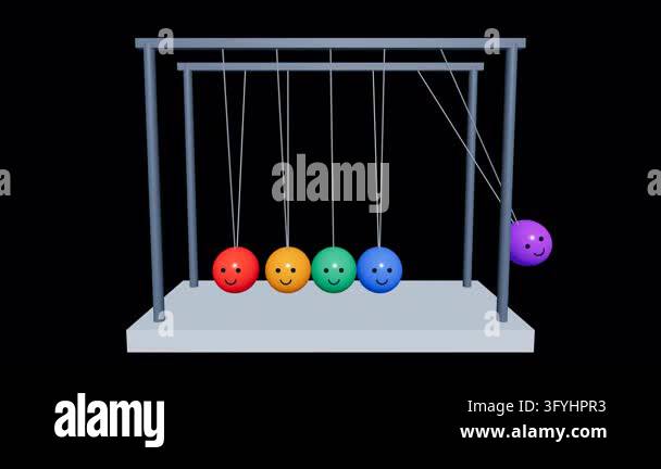 Cute Newton's cradle 3D animation isolated on transparent background ...
