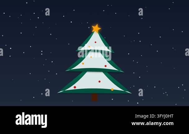 Geometric Emerald Christmas Tree with Cascading Snow and Gold Star for ...