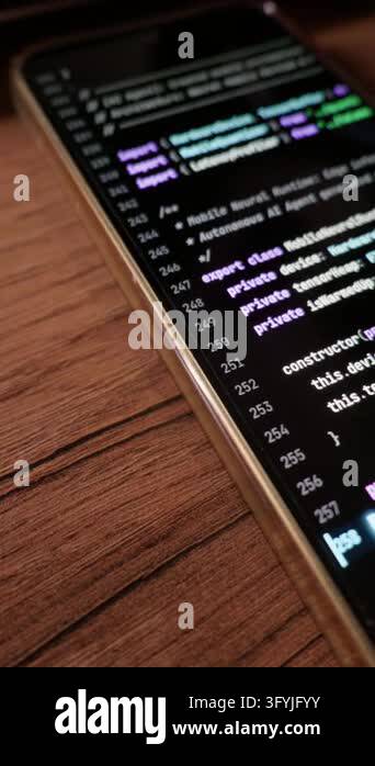Mobile screen displays vibe coding script with automated AI neural ...