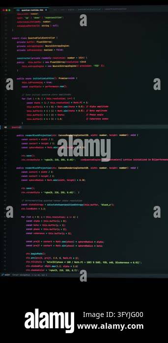 Computer monitor displays quantum algorithm script generating dynamic ...