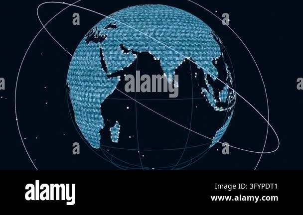 Starting animation, digital globe rotating in space, camera panning ...