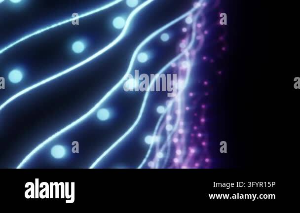 Blue abstract data wave with glowing dots and flowing lines, futuristic ...