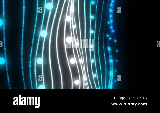 Blue luminous wave lines with glowing dots Stock Video Footage - Alamy