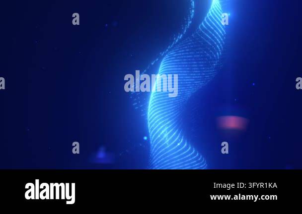 Futuristic blue data wave made of glowing dots and lines, representing ...