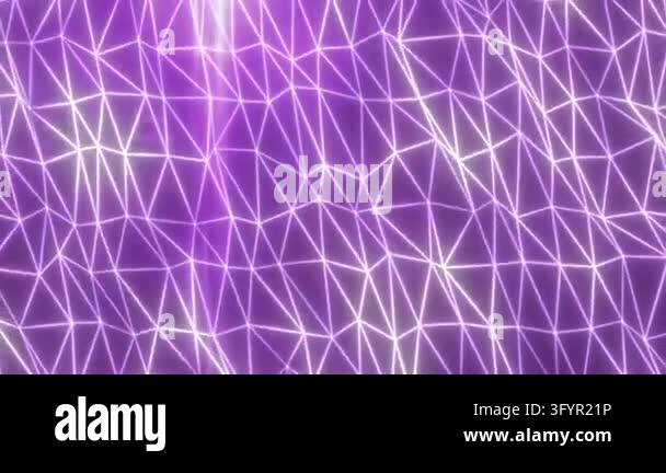 Abstract purple polygon mesh with glowing white lines, forming a ...