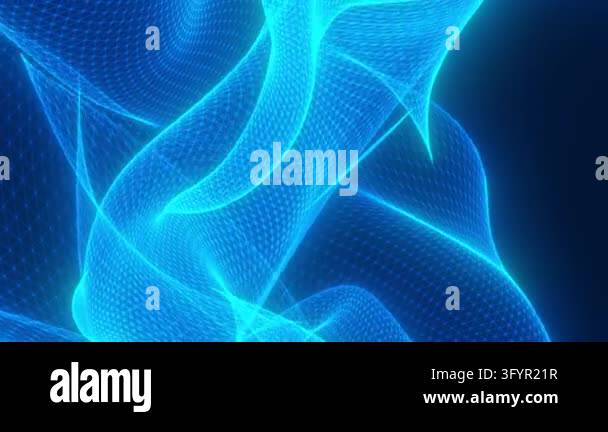 Futuristic blue wireframe wave mesh on dark background Stock Video ...
