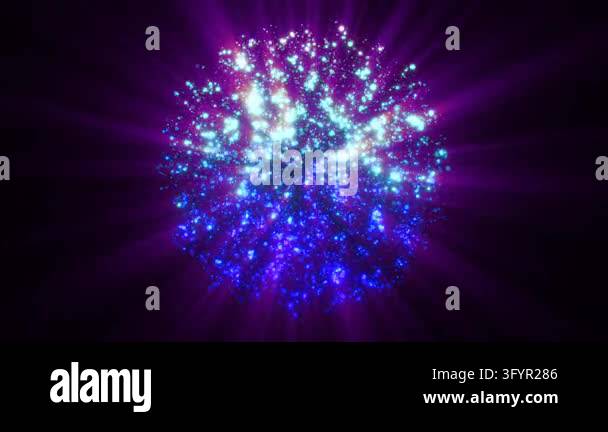 Abstract purple glowing energy molecule nucleus sphere atom round ...