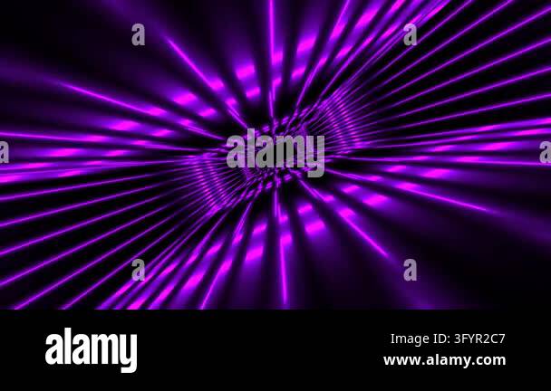 Abstract purple futuristic tunnel square rectangular grid of glowing ...
