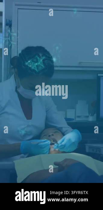 Tooth Relief Animation Animation of molecules flowing over male and female dentists with face ...