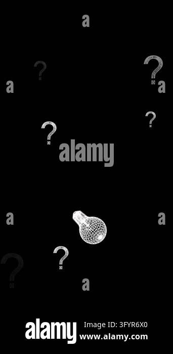 Animation of light bulb icons and question marks on black background ...