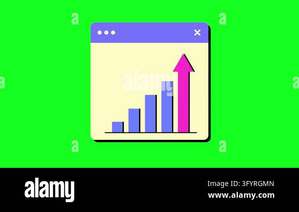 Chart rises within browser window against green screen background ...